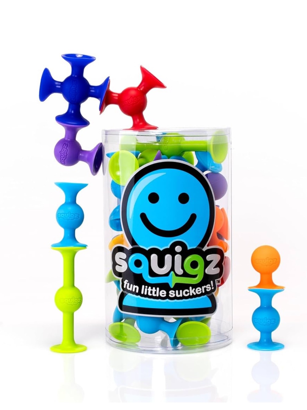 Fat Brain Toys Squigz Starter Set, 24 Piece Suction Bath Toys, Sensory Toys